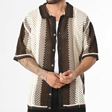 Frilivin - Chemise Manches Courtes Ajourée 293 Beige Clair Marron