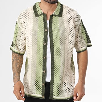 Frilivin - Chemise Manches Courtes Ajourée 293 Beige Clair Vert