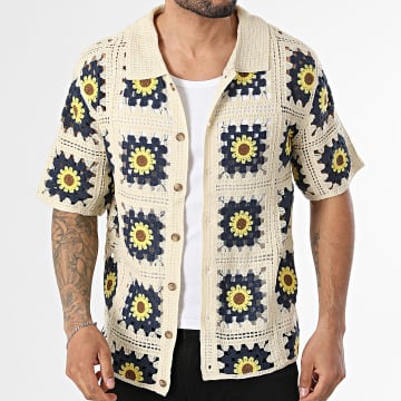 Frilivin - Chemise Manches Courtes En Maille Ajourée 963 Beige