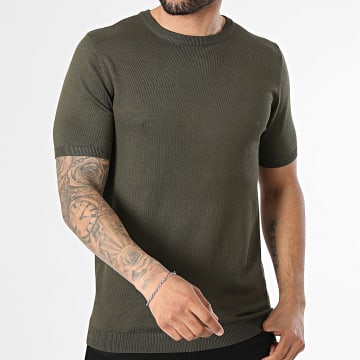 Frilivin - Tee Shirt En Maille 607 Vert Kaki Foncé