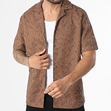 Frilivin - Chemise Manches Courtes Texturé 630 Marron