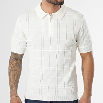 Frilivin - Polo Manches Courtes Col Zippé En Mailles A Carreaux 072 Beige Clair