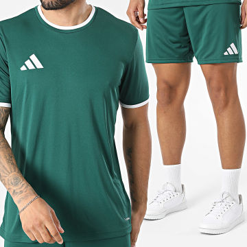 Adidas Sportswear - Ensemble Tee Shirt Et Short Jogging Entrada 26 Jersey KE9832 KE9828 Vert Foncé Blanc