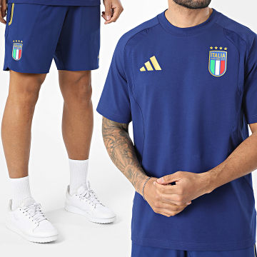 Adidas Sportswear - Ensemble Tee Shirt Et Short Jogging Foot Italie FIGC JY7056 JY7055 Bleu Marine