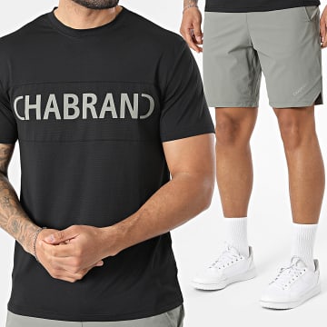 Chabrand - Completo T-Shirt E Pantaloncino da jogging 63214 63215 Nero Verde Kaki