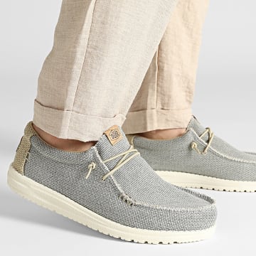 Hey Dude - Mocassins Wally Braided Flannel Grey Olive Grey