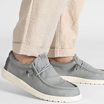 Hey Dude - Mocassins Wally Stretch Canvas Flannel Grey Bone White