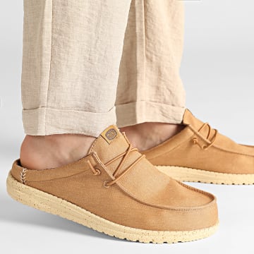 Hey Dude - Mocassins Wally Slip Stretch Canvas Bone Brown Boulder Tan