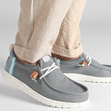Hey Dude - Mocassins Wally Craft Linen Monument Grey Faded Denim
