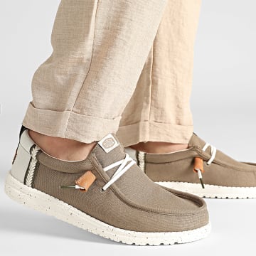 Hey Dude - Mocassins Wally Craft Linen Timber Silver Birch