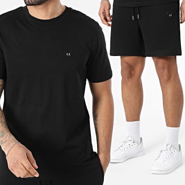 Luxury Lovers - Conjunto Camiseta Y Pantalón Corto de chándal Black Heart Embroidery Negro