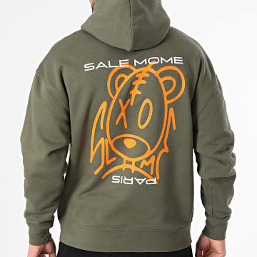 Sale Môme Paris - Sudadera con Capucha Relaxed Spray Verde Kaki Naranja Blanco