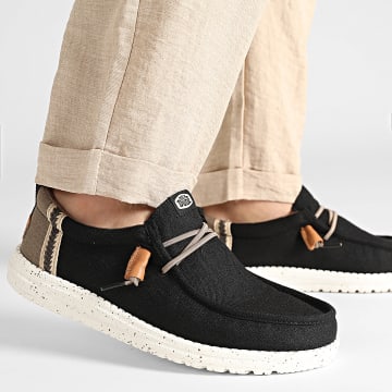 Hey Dude - Mocassins Wally Craft Linen Black Walnut