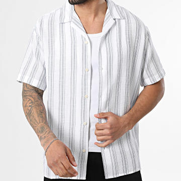 Jack And Jones - Chemise Manches Courtes A Rayures Liam Resort Blanc Bleu