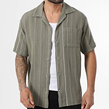 Jack And Jones - Chemise Manches Courtes A Rayures Bradley Striped Vert Kaki