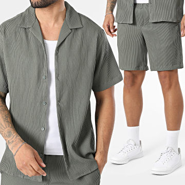 Jack And Jones - Ensemble Chemise Manches Courtes Et Short Jogging Harrison Resort Vert Kaki