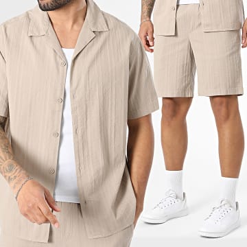 Jack And Jones - Ensemble Chemise Manches Courtes Et Short Tyson Resort Beige