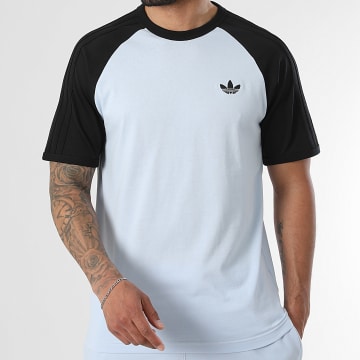 Adidas Originals - Tee Shirt A Bandes 3 Stripes KE2423 Bleu Clair Noir