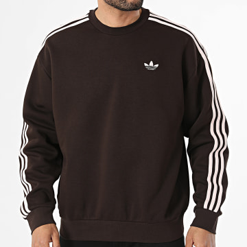 Adidas Originals - Sweat Crewneck A Bandes 3 Stripes KQ9642 Marron Rose Clair