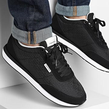 Calvin Klein - Zapatillas Retro Runner Ripstop 2140 Negro Blanco Brillante