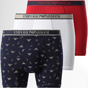 Emporio Armani - Pack of 3 Boxers EM000371-AF20669 Red White Navy Blue Beige
