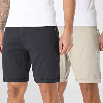 Jack And Jones - Pack van 2 Shorts Jean Dylan Original Beige Marineblauw