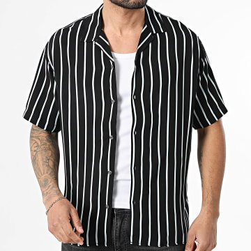 Jack And Jones - Chemise Manches Courtes A Rayures Jeff Resort Stripe Noir Bleu Clair