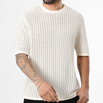 Jack And Jones - Tee Shirt Ajouré Maine Beige Clair