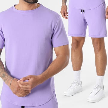 LBO - Conjunto T-Shirt Oversize E Calção de treino Texturizado Waffle 2676 Violeta Lilás