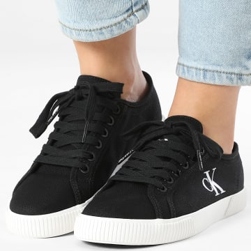 Calvin Klein - Baskets Femme Essential Vulc Low MG Canvas 1762 Black Bright White
