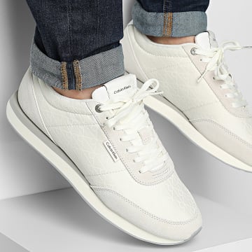 Calvin Klein - Sneaker Retro Runner Ripstop 2140 Marshmallow Bianco Luminoso
