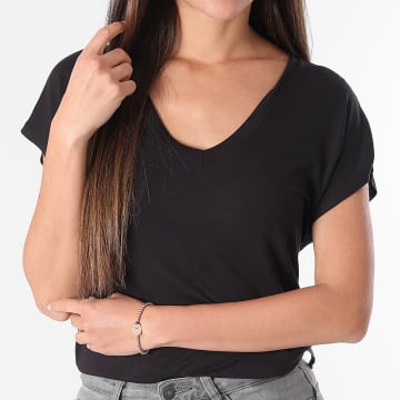 Only - T-Shirt V-Ausschnitt Damen Rilla Schwarz