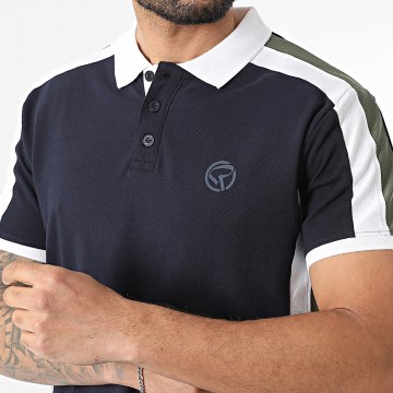 Redskins - Polo Korte Mouwen Tolged Marineblauw Wit Groen Kaki