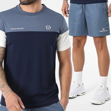 Sergio Tacchini - Conjunto Camiseta Y Pantalón Corto De Chándal Prave Rob 40845 40848 Azul Marino Azul Gris