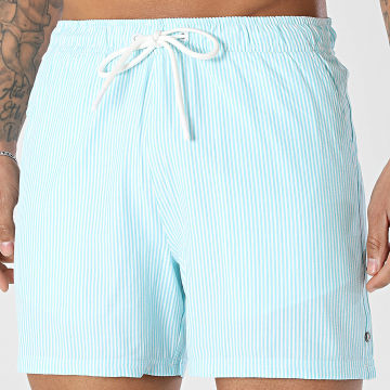 Teddy Smith - Calção de banho às riscas Pablo 12418227D Azul Claro Branco