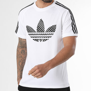 Adidas Originals - Tee Shirt A Bandes Monogram 3 Stripes KD1360 Blanc Noir