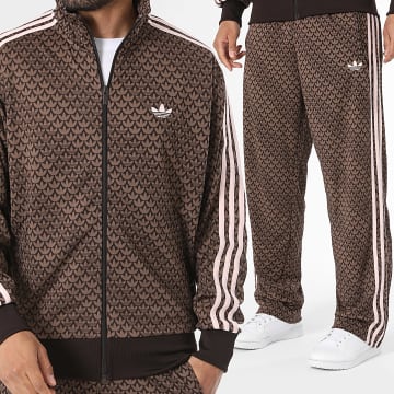Adidas Originals - Pack van Trainingspak Met Strepen Firebird Loose Monogram KE1677 KE1678 Bruin Roze