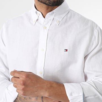 Tommy Hilfiger - Chemise Manches Longues Regular Fit Linen Blend Solid 2455 Blanc
