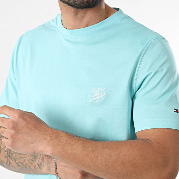 Tommy Hilfiger - Tee Shirt Script Monogram 3066 Bleu Turquoise