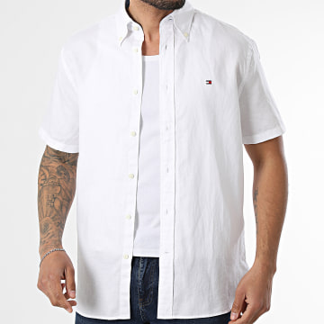 Tommy Hilfiger - Overhemd Korte Mouwen Regular Fit Linnen Blend Effen 2450 Wit