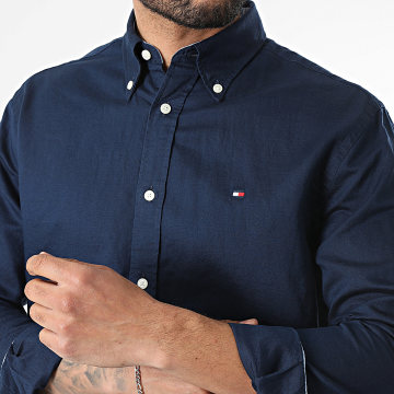 Tommy Hilfiger - Overhemd Lange Mouwen Regular Fit Linnenmix Solid 2455 Donkerblauw