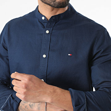 Tommy Hilfiger - Overhemd Lange Mouwen Slim Fit Blend Opstaande Kraag 2452 Donkerblauw