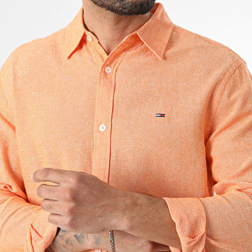 Tommy Jeans - Chemise Manches Longues Regular Fit Linen Blend 2761 Orange