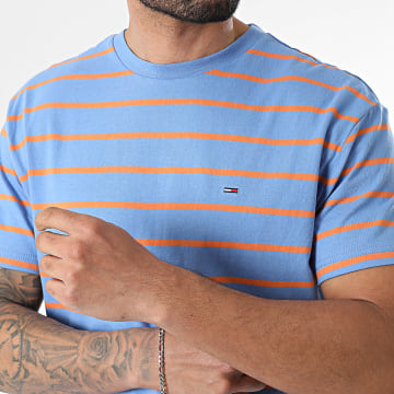 Tommy Jeans - Tee Shirt A Rayures Regular Fit Stripes 2544 Bleu Orange