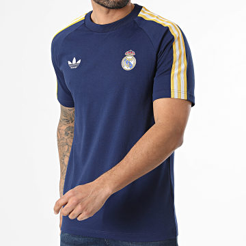 Adidas Originals - Tee Shirt A Bandes Real Madrid KE3848 Bleu Marine Jaune