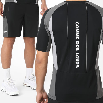 Comme Des Loups - Conjunto T-Shirt e Calção de treino Wave Preto Cinza