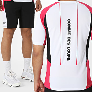 Comme Des Loups - Set T-Shirt und Jogging-Short Wave Weiß Rosa Fuchsia Schwarz