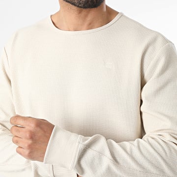 G-Star - Tee Shirt Manches Longues Waffle Structured Tweeter D28591-E383 Beige