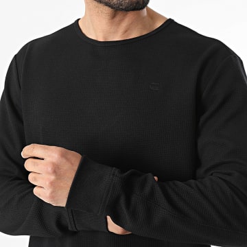 G-Star - Tee Shirt Manches Longues Waffle Structured Tweeter D28591-E383 Noir