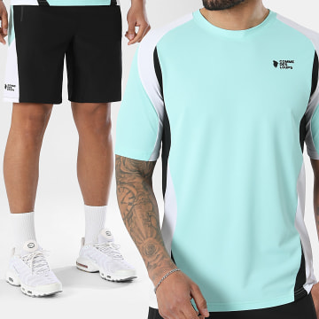 Comme Des Loups - Conjunto T-Shirt E Calção de treino Wave Turquesa Preto Branco